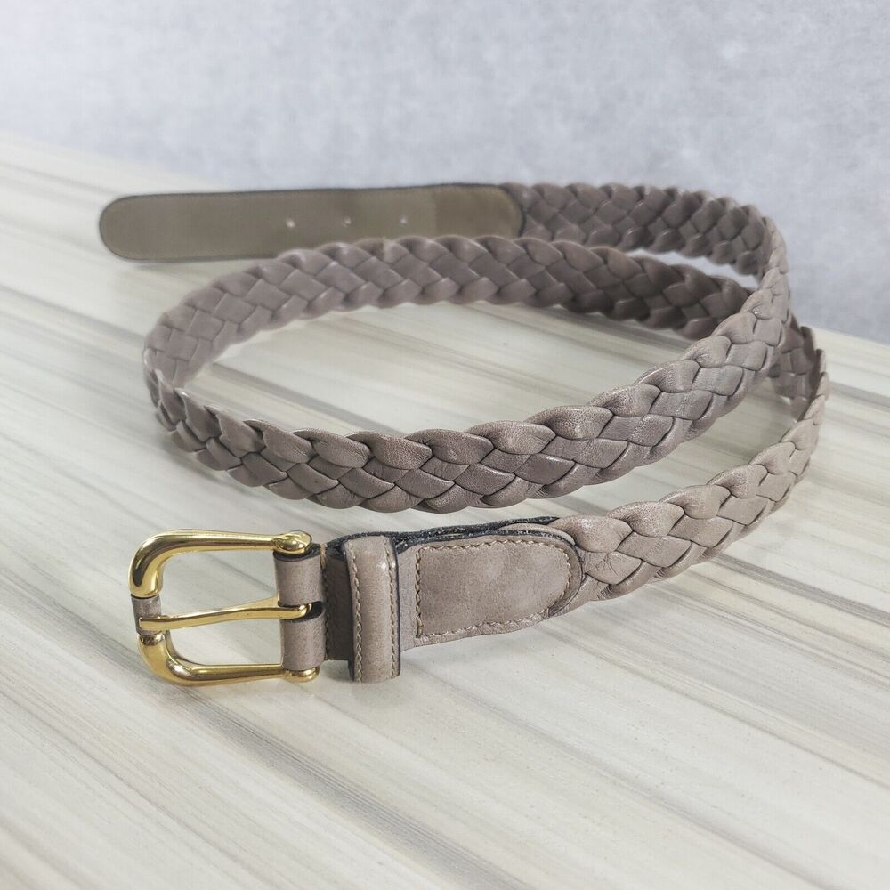 34/35/36 1" Vintage Christian Dior Italy Leather Braided Taupe Belt Women's - Picture 11 of 11